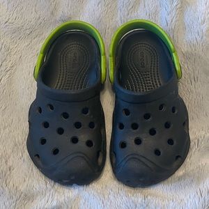 Black/ neon green child’s crocs
